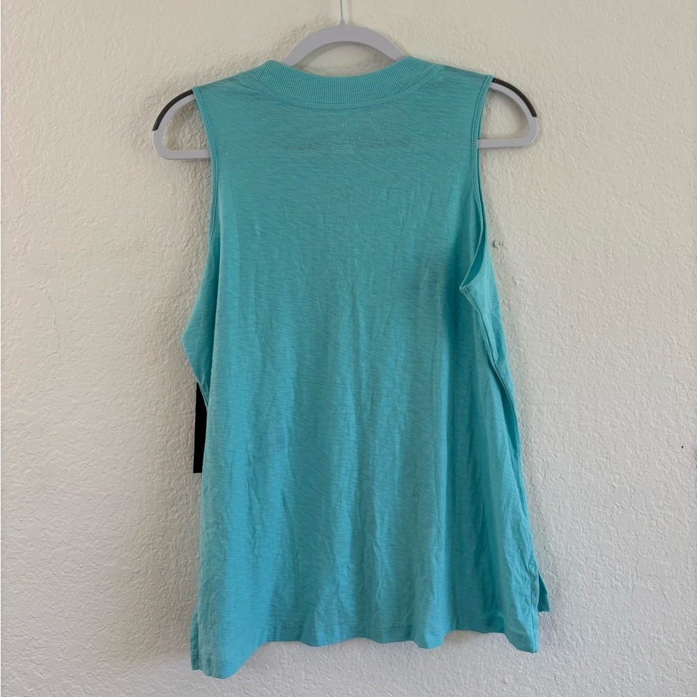Rachel Zoe Turquoise Pima Cotton Sleeveless Tank Top L - Picture 2 of 6